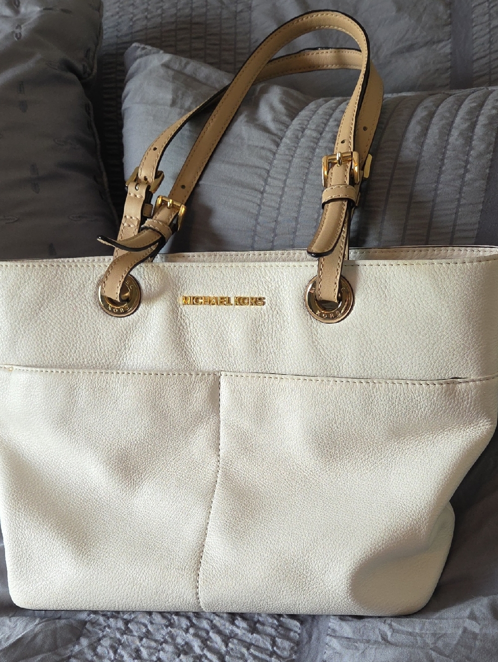 Michael Kors White Leather Bag